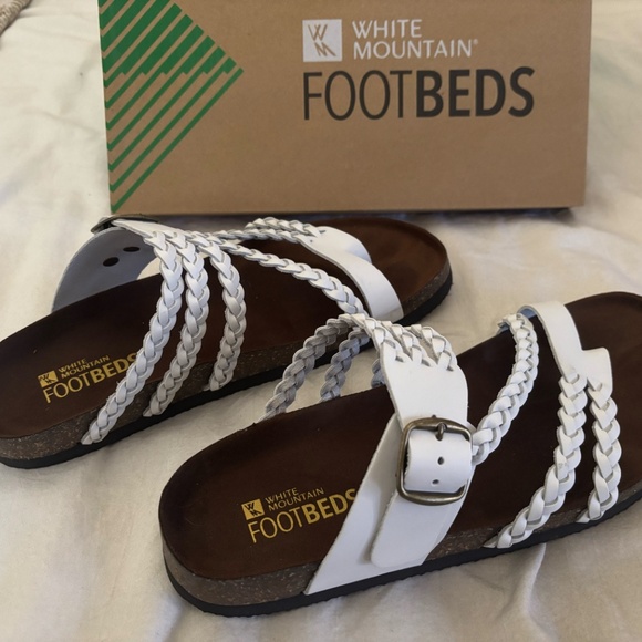 White Mountain Shoes - White Mountain White Braided Buckle Footbed Sandals